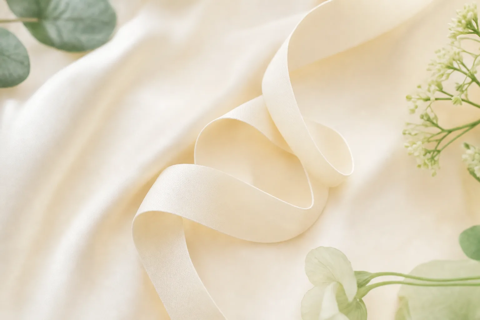 A soft ribbon of calming cream resting gently on a silk surface, editorial macro photography suggesting a soothing skincare formulation for sensitive skin