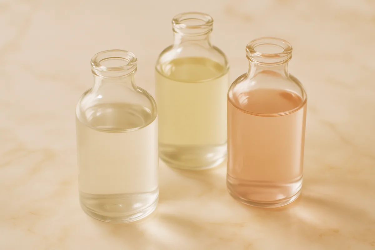 A quiet still life suggesting three acid toners